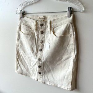 Madewell White Denim Button Front Skirt